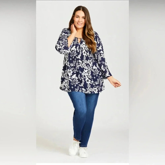 Avenue top pleat print navy blossom size 30/32 - Picture 10 of 10